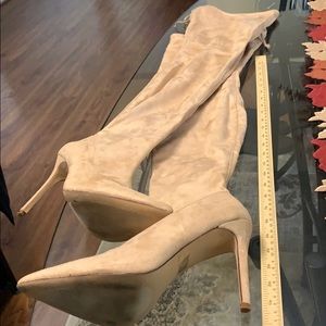 Nude stiletto over the knee boots